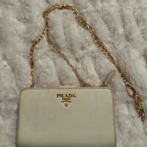Prada white Leather small Crossbody/wallet. Authentic.
